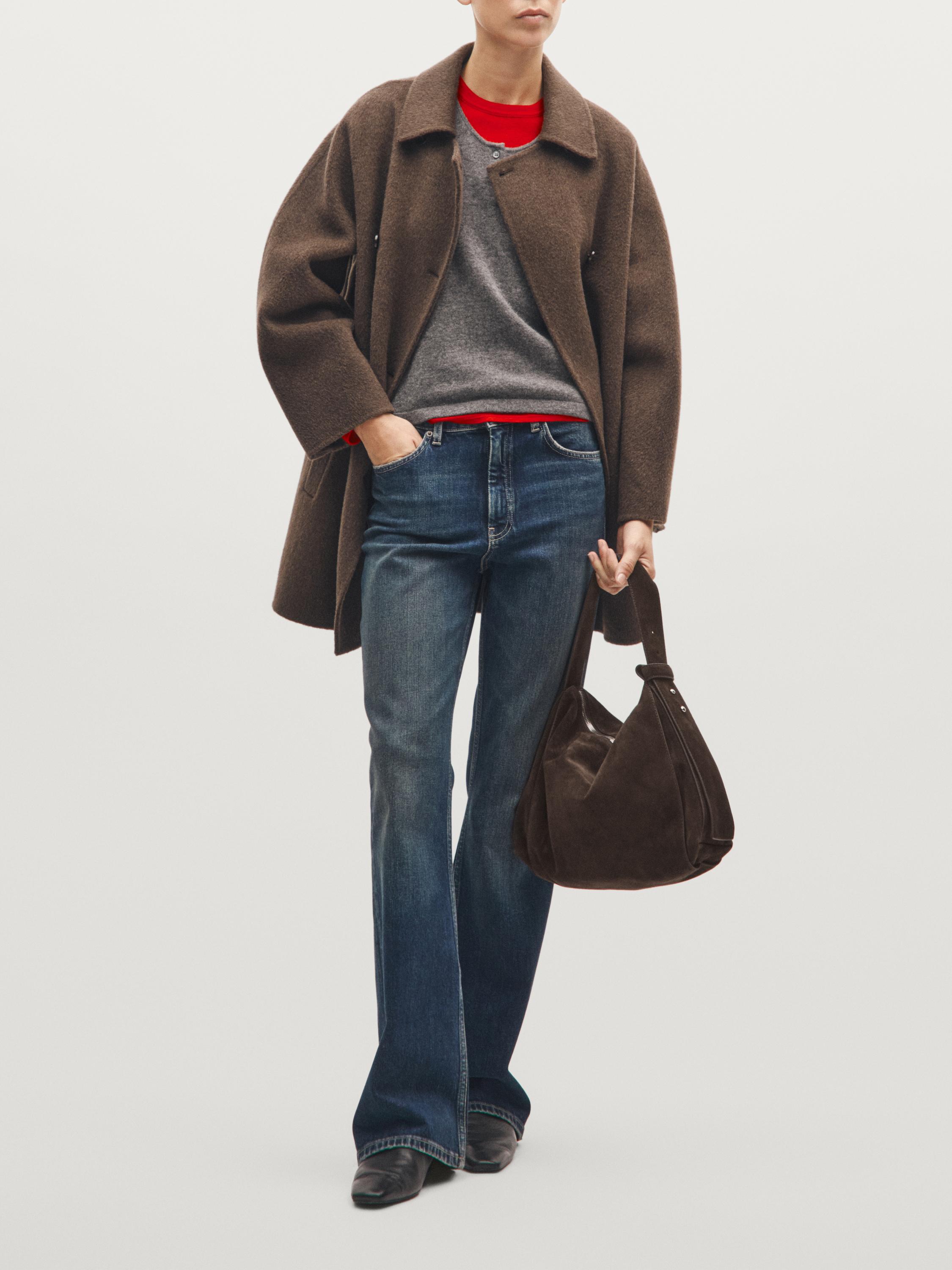 Large split leather shoulder bag